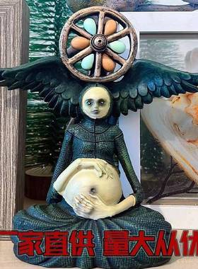 跨境新款女巫生命之轮花园摆件万圣节鬼节园林密室装饰品树脂摆件