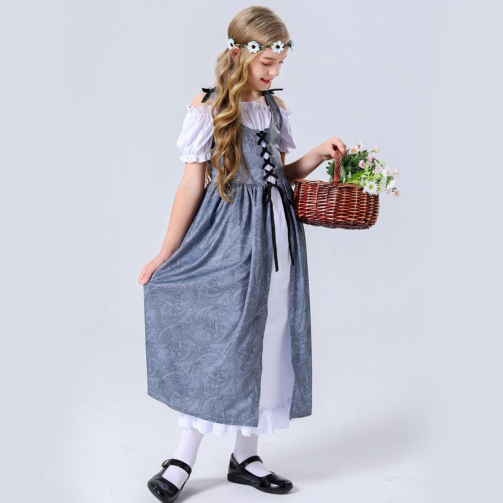 跨境 中世纪文艺复兴复古女装连衣裙万圣节服装cosplay舞会亲子装