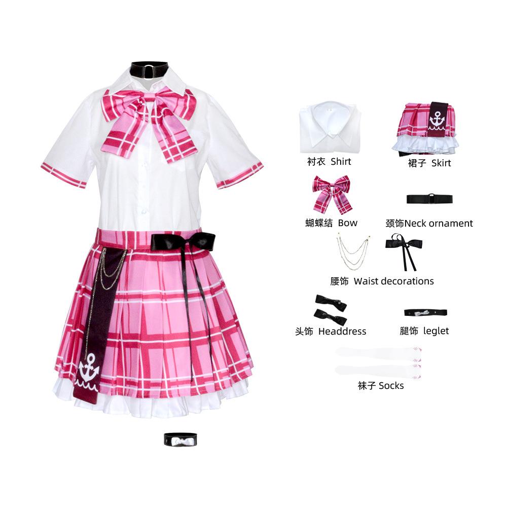 二次元hololive虚拟偶像凑阿库娅红色女裙套装 角色扮演cos服工厂