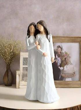 树脂摆件女孩抱马人物雕像天使摆件家居装饰桌面小摆件工艺品