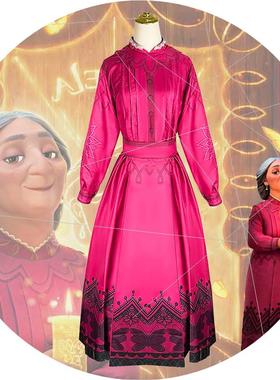 源头魔法满屋米拉cos外婆贝服装Abuela Alma cosplay红色连衣裙现