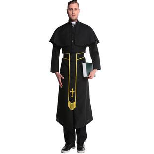 欧美实拍Cosplay万圣节狂欢节 成人男牧师传教士玛利亚神父扮演服