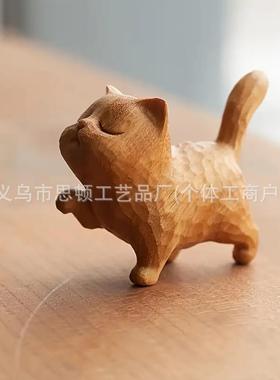 可爱的仿木雕小猫咪 树脂摆件 树脂制品仿木雕喷漆树脂工艺品