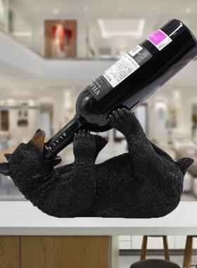 树脂工艺品新款黑熊酒架摆件创意仿真动物葡萄酒架装饰品定制
