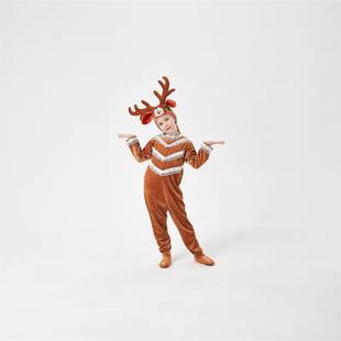 万圣节儿童新款圣诞节麋鹿cosplay动物法兰绒连体衣驯鹿派对服装