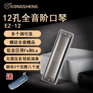 KONGSHENG孔声EZ-12全音阶12孔布鲁斯口琴初学成人专业演奏级乐器