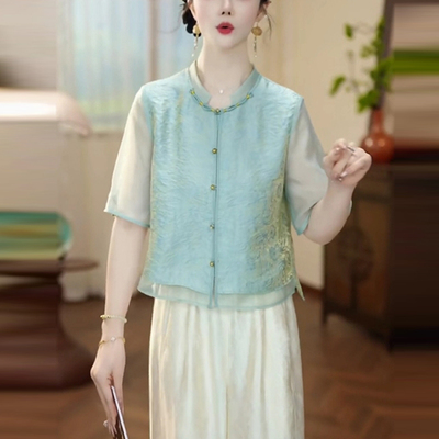 中式国风复古短袖小衫