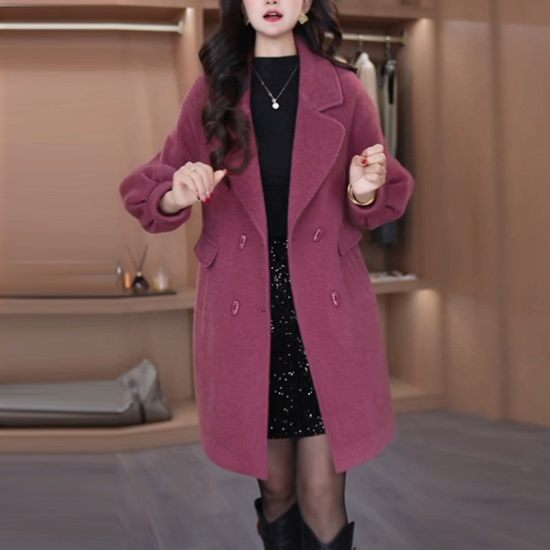 贵妃绒高贵气质大衣2025秋冬季新款高级感显瘦夹棉加厚中长款外套