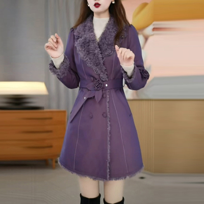 TR加绒加厚外套2025冬季新款高级感时尚显瘦高贵气质保暖大衣