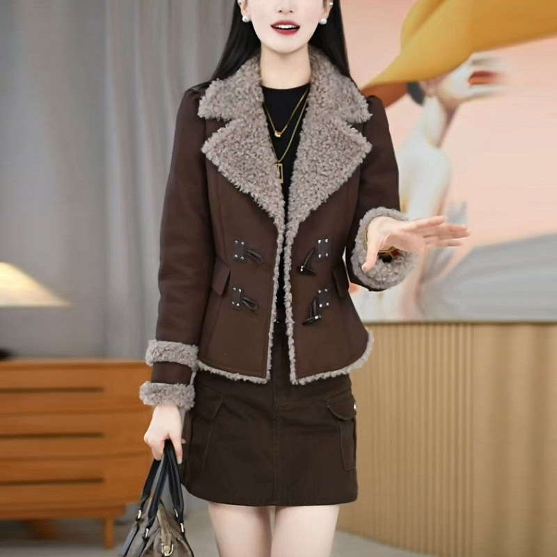 麂皮绒加厚短款外套2025冬季新款时尚修身显瘦洋气保暖小个子上衣,女装/女士精品,短外套,淘宝优惠券,粉丝福利购,淘宝优惠卷