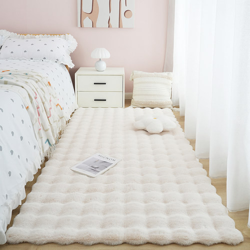 泡泡绒仿兔毛床边毯加厚可机洗