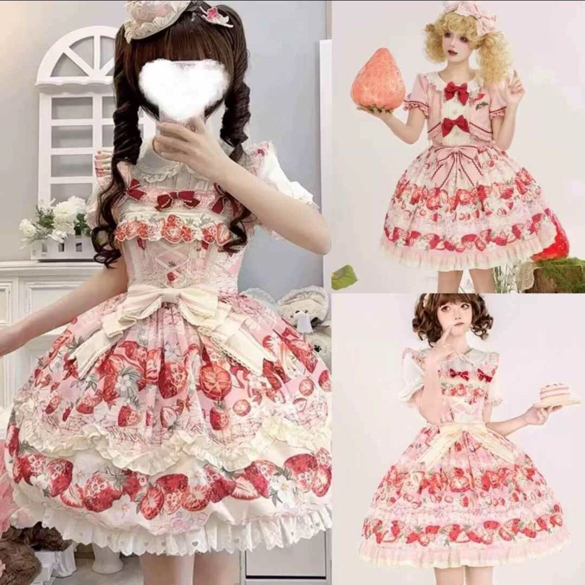 草莓lolita花苞jsk甜美汉服套装