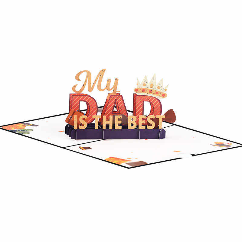 2024品妮新款创意父亲节立体贺卡彩印3D跨境节日礼物祝福纸雕卡片