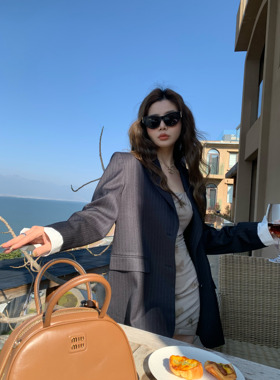 HEBEN MODE 高知分子 设计感撞色拼接袖西服女春宽松高级西装外套