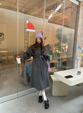 HEBEN MODE 挚爱中古 桑蚕丝高级感宽松中长款气质立领羊毛大衣