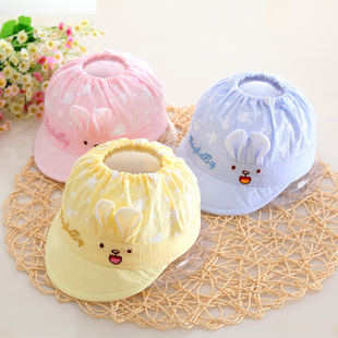 婴儿空顶帽秋季夏甜美可爱小兔宝宝遮阳帽薄露顶男女新生儿凉帽子