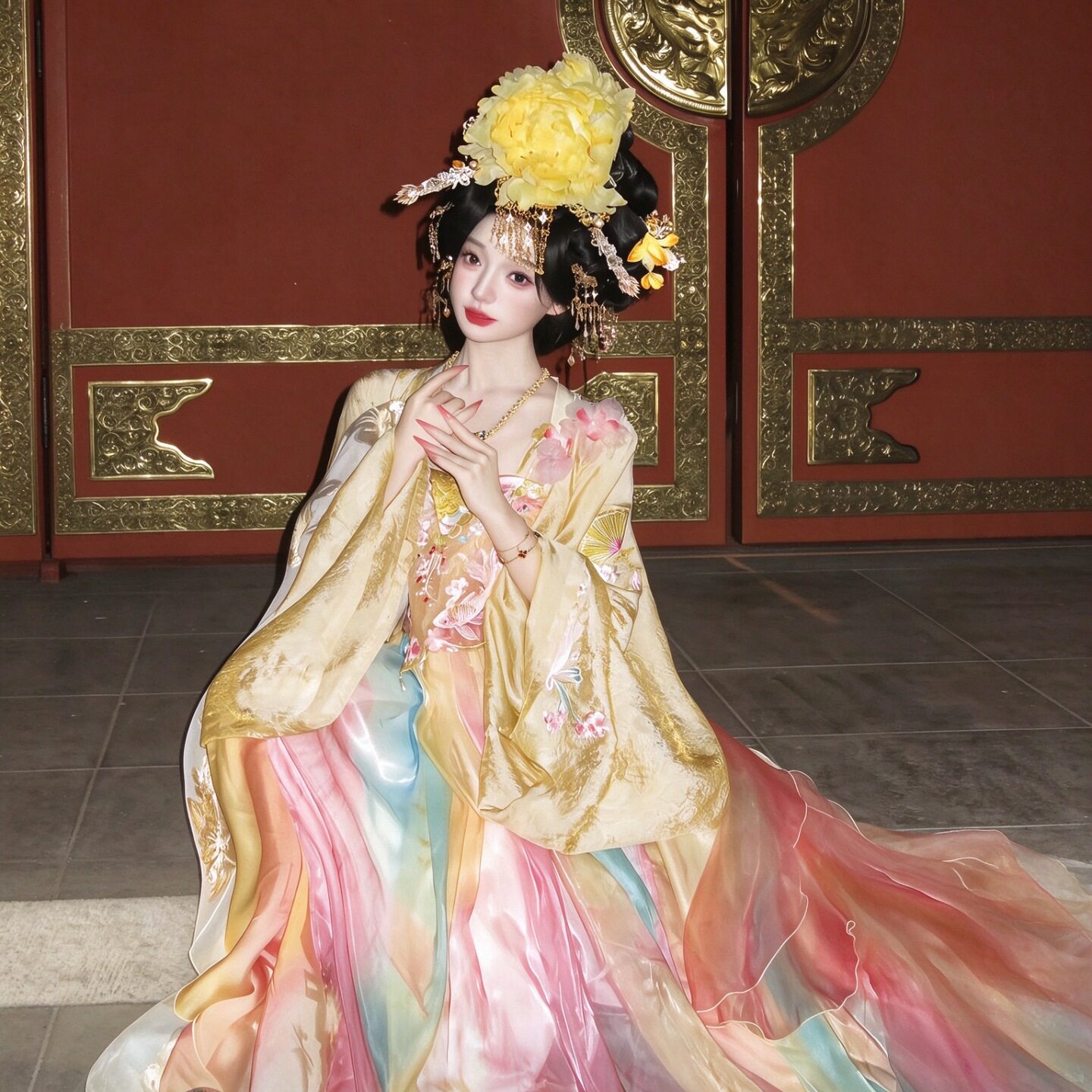 汉服女唐制诃子裙古风重工大袖衫
