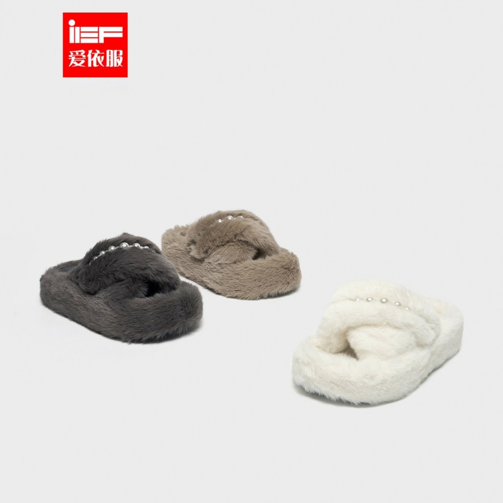 IEF/爱依服毛毛拖2025秋冬新款韩版ins风外穿珍珠圆头厚底拖鞋,女鞋,毛毛鞋,淘宝优惠券,粉丝福利购,淘宝优惠卷