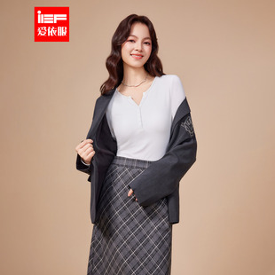 IEF/爱依服2025秋冬新款韩系风设计感通勤百搭内搭外穿带胸垫上衣