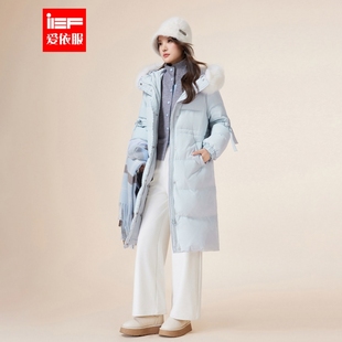韩版 新款 甜美休闲通勤气质百搭保暖羽绒长外套 爱依服2025冬季 IEF