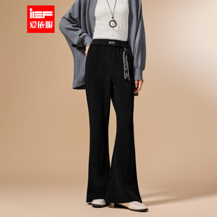 新款 子2025冬季 韩版 时尚 IEF 通勤气质加绒保暖显瘦喇叭裤 爱依服裤