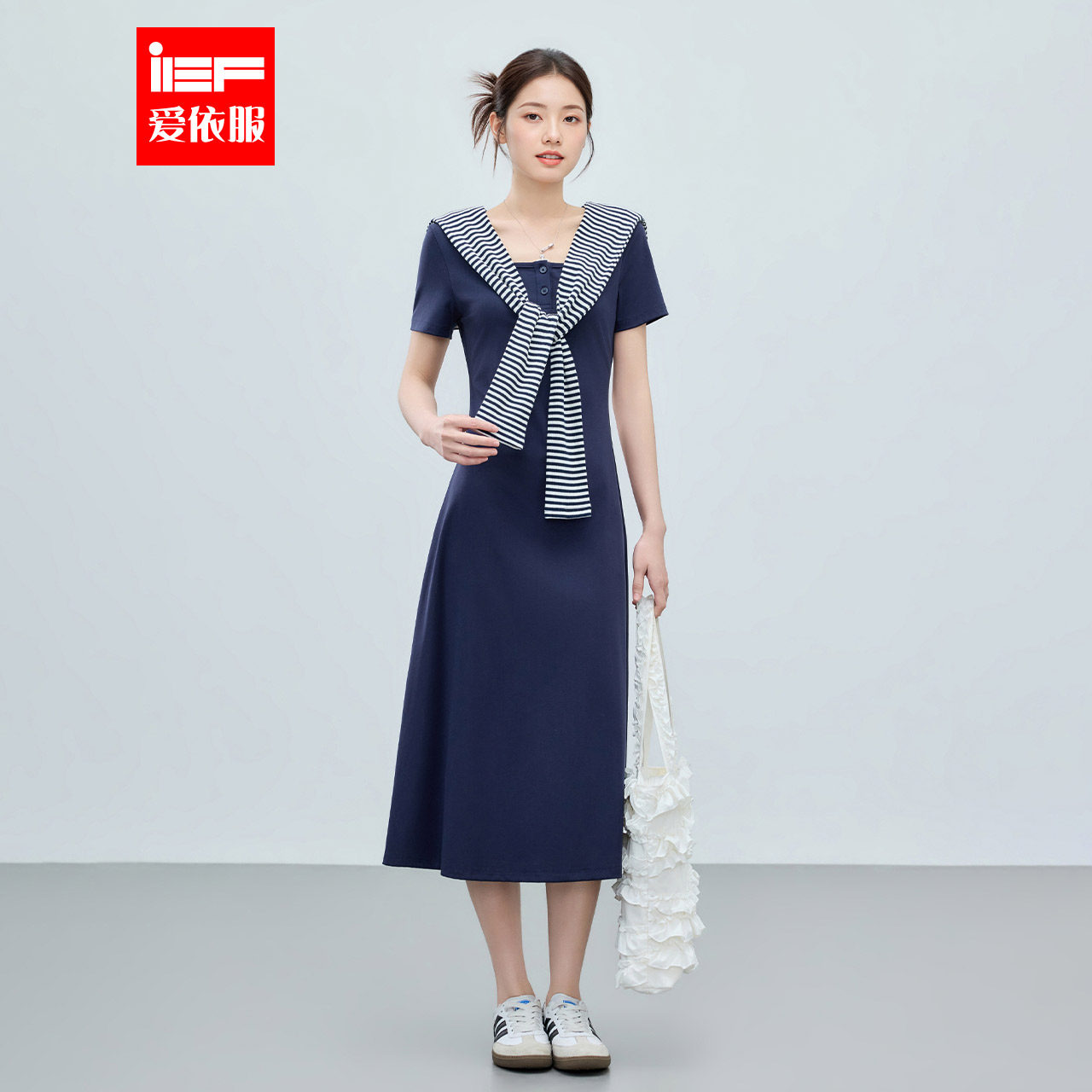 IEF/爱依服连衣裙2026春夏新款韩系休闲慵懒风通勤百搭连衣长裙