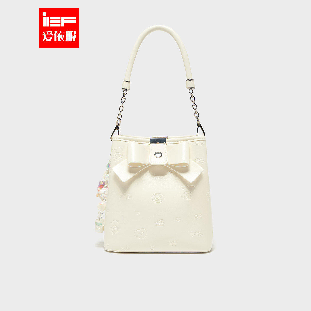 IEF/爱依服2026春季新款法式甜美蝴蝶结菱格设计单肩手提水桶包,箱包皮具/热销女包/男包,水桶包,淘宝优惠券,粉丝福利购,淘宝优惠卷