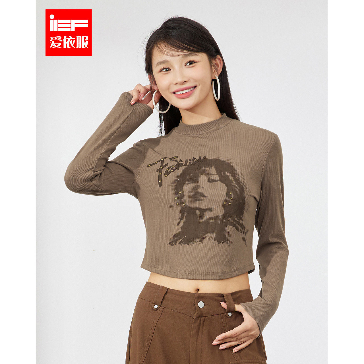IEF/爱依服上衣2023秋季新款欧美时尚个性人物印花修身潮酷长袖怎么样,好用不?