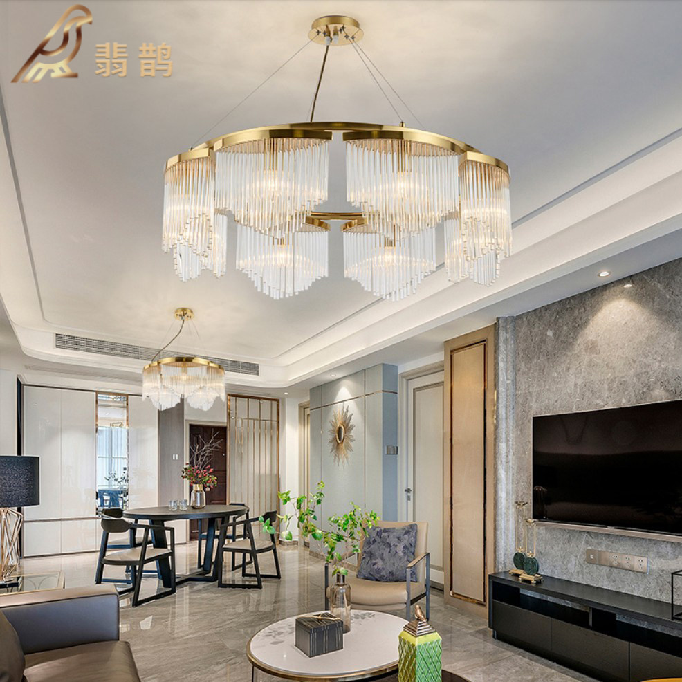 轻奢后现代客厅吊灯北欧简约餐厅卧室水晶灯别墅样板房软装工程灯
