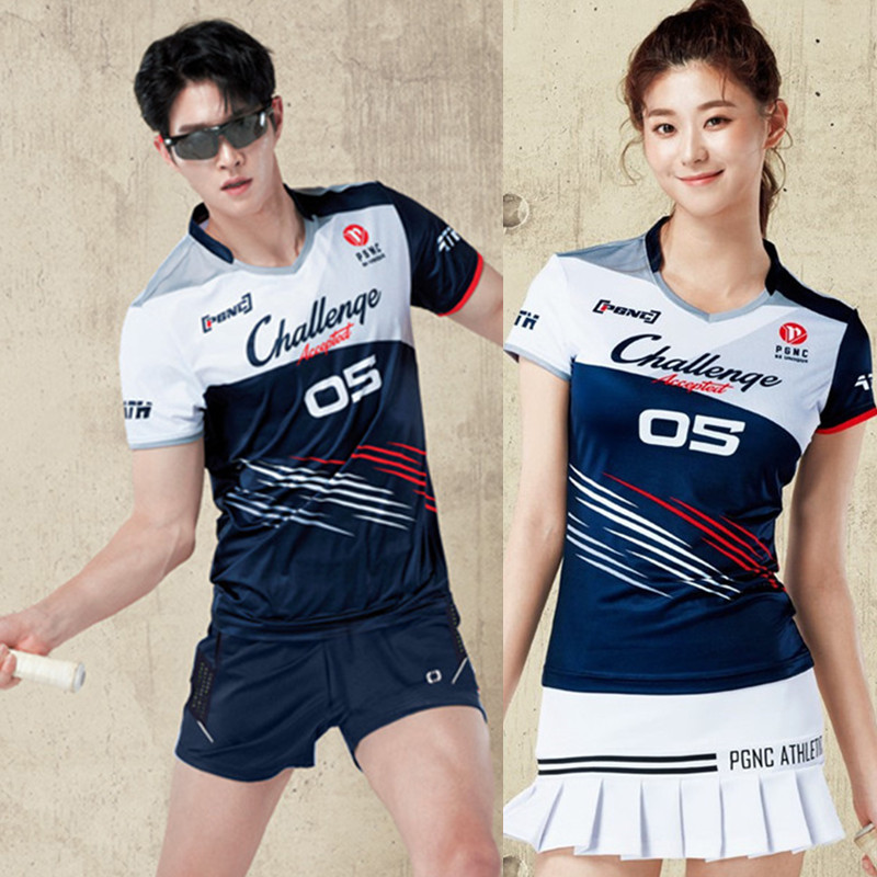 新款韩国羽毛球服套装男女款上衣短袖速干网球运动服定制比赛队服