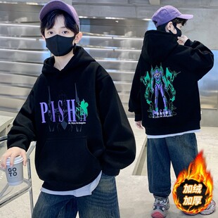 eva联名卫衣男日系动漫周边初号机衣服秋冬连帽宽松加绒外套儿童