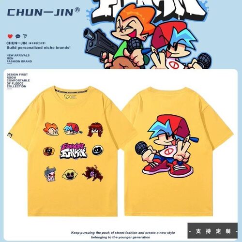 周五夜放克衣服儿童短袖t恤星期五之夜fnf周边童装夏季纯棉半袖衫