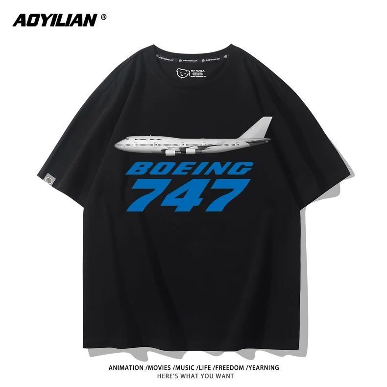BOEING波音航空飞机飞行员儿童短袖T恤男女学生纯棉半袖夏季衣服