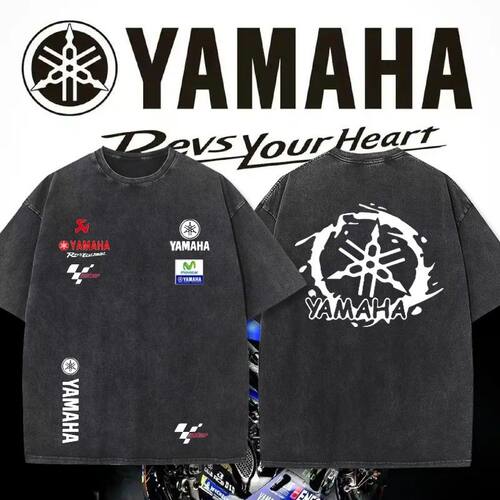 YAMAHA雅马哈摩托车GP厂队赛车服夏季水洗做旧短袖骑行服LN