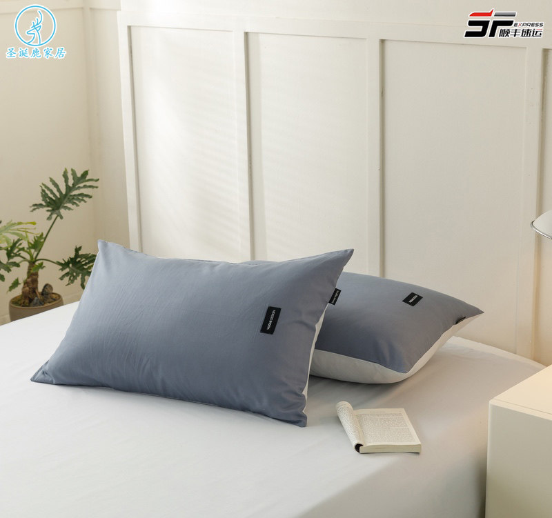 简约纯色全棉水洗棉单枕套纯棉柔软一对装枕头套枕芯内胆套48*74