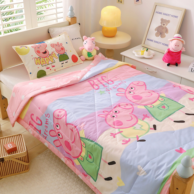 儿童夏凉被婴儿大豆纤维纯全棉空调被幼儿园夏季薄款小猪佩奇盖被