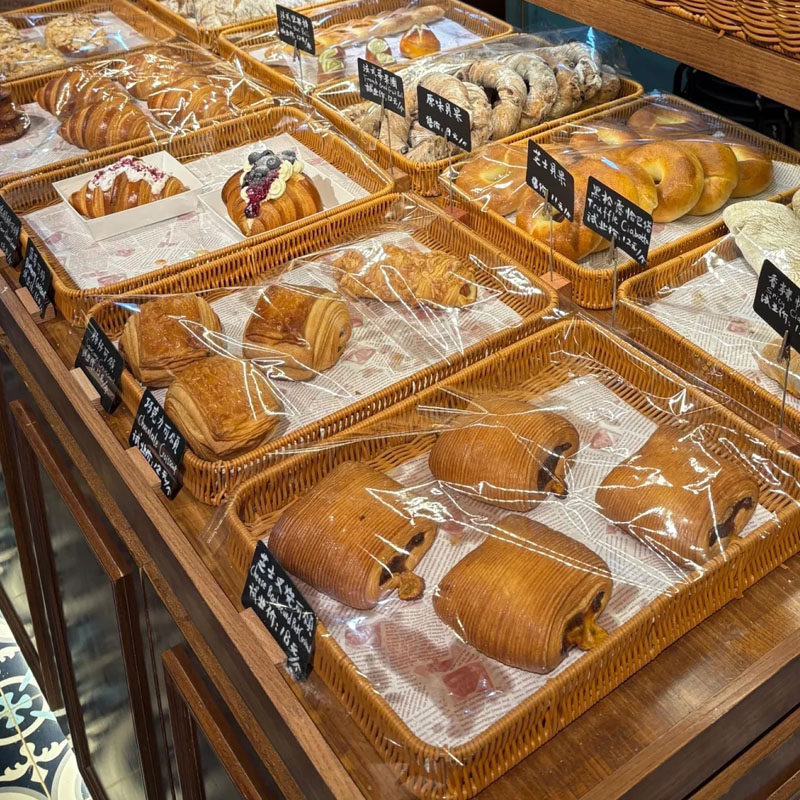 日式面包蓝长方形家用客厅下午茶点心盘零食摆放盘仿藤手工编织篮