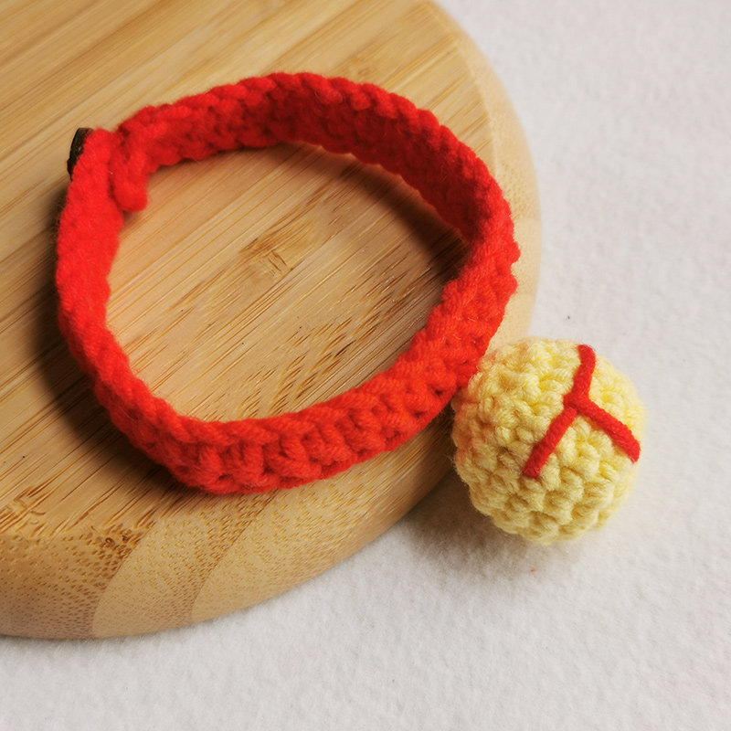 手工宠物狗狗项圈猫咪无声毛线铃铛幼小型犬颈圈草莓脖子饰品围脖