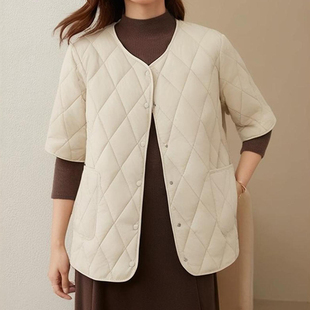 棉袄休闲轻薄保暖棉衣外套 200斤中老年洋气宽松中袖 秋冬大码 女装