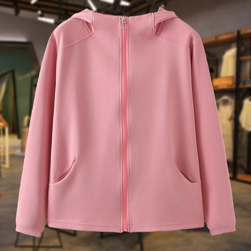 大码女装春装连帽开衫女卫衣外套200斤胖mm显瘦正肩粉色漂亮上衣,女装/女士精品,常规大码外套,淘宝优惠券,粉丝福利购,淘宝优惠卷