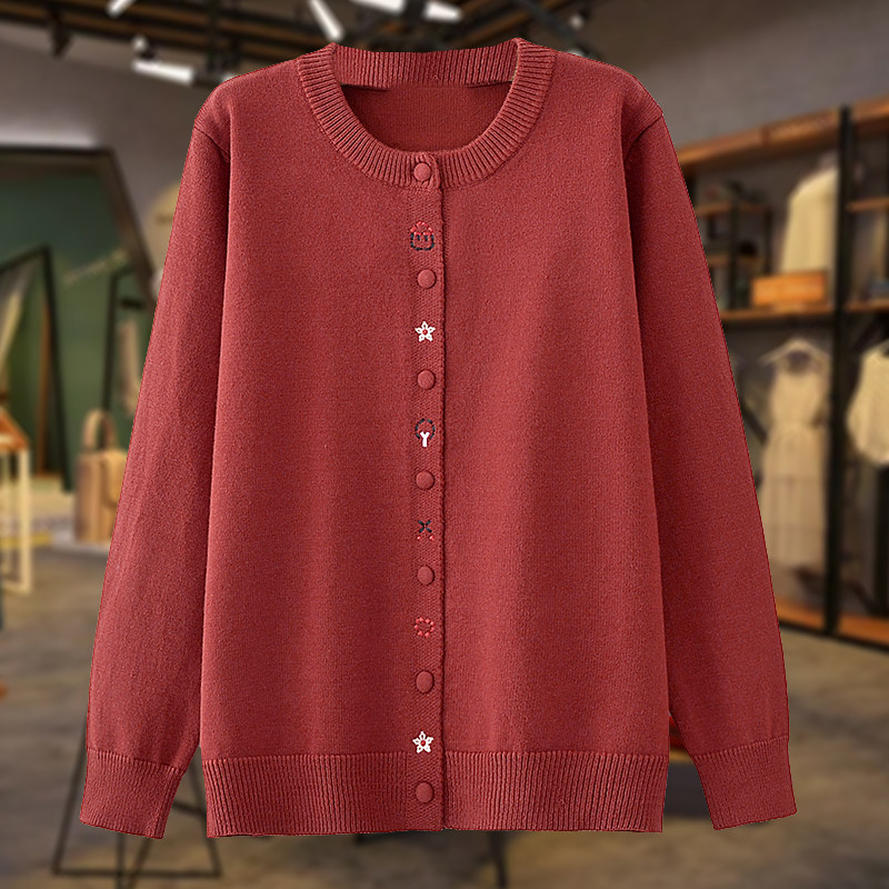 2026胖mm春装大码针织开衫女红色圆领长袖洋气时尚打底毛衣外套,女装/女士精品,大码内搭,淘宝优惠券,粉丝福利购,淘宝优惠卷