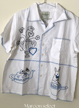 「Maroon」部分现货 泰国 Pickle Projects 手工刺绣棉麻衬衫短袖