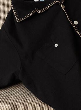 「Maroon」2-3周 泰国Pickle Projects 手工刺绣棉麻短袖衬衫