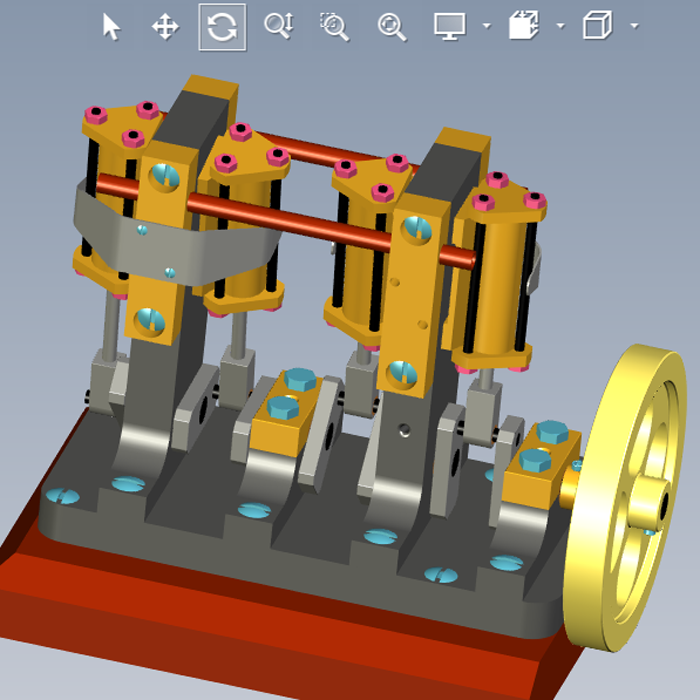 四缸蒸气蒸汽发动机设计模型图01200617