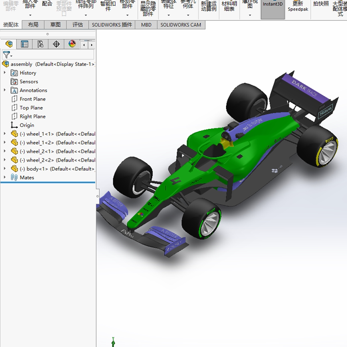mkl一级方程式赛车模型01210716  step/sldasm格式三维图纸