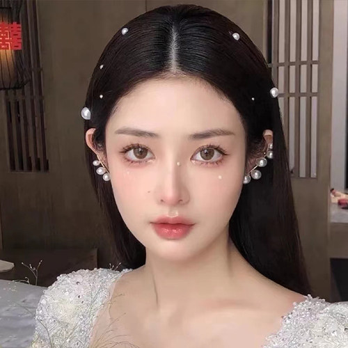 新娘妆容脸部饰品珍珠发簪耳夹