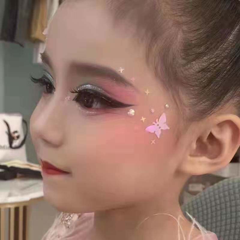 蝴蝶亮片脸上饰品眼妆亮钻珍珠舞台妆儿童节妆容脸部化妆美甲工具_虎窝淘