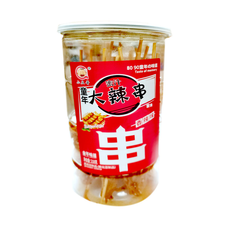 小五哥童年蜜汁大辣串218克 桶装豆串豆制品辣条辣片东北零食即食