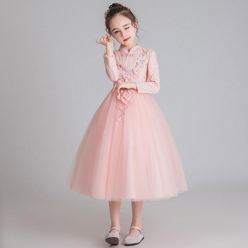 女童公主裙蓬蓬纱2020新款春季中国风粉色洋气儿童生日礼服连衣裙