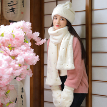 旦新年生日礼物女朋友礼盒装 元 冬季 帽子围巾手套三件套围脖女套装